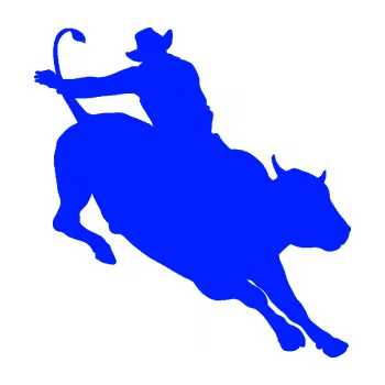 Samolepící dekorace Rodeo 001 pravá kovboj s býkem (19 - modrá dynamic) SAMOLEPKA NA AUTO, NÁLEPKA, FÓLIE, POLEP, TUNING, VLASTNÍ TEXT, TISK, AUTOSAMOLEPKY.cz, POLEPY, OBRÁZEK, LOGO, 3D STICKERS