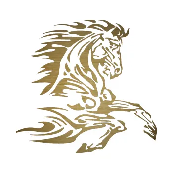 Samolepící dekorace Kůň 074 pravá (64 - škrábaný kov zlatý) SAMOLEPKA NA AUTO, NÁLEPKA, FÓLIE, POLEP, TUNING, VLASTNÍ TEXT, TISK, AUTOSAMOLEPKY.cz, POLEPY, OBRÁZEK, LOGO, 3D STICKERS