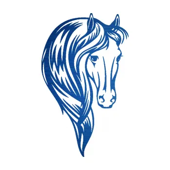 Samolepící dekorace SAMOLEPKA Kůň 064 pravá s hřívou (65 - škrábaný kov modrý) NA AUTO, NÁLEPKA, FÓLIE, POLEP, TUNING, VLASTNÍ TEXT, TISK, AUTOSAMOLEPKY.cz, POLEPY, OBRÁZEK, LOGO, SAMOLEPKY