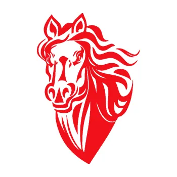 Samolepící dekorace SAMOLEPKA Kůň 068 levá hlava s hřívou (10 - červená) NA AUTO, NÁLEPKA, FÓLIE, POLEP, TUNING, VLASTNÍ TEXT, TISK, AUTOSAMOLEPKY.cz, POLEPY, OBRÁZEK, LOGO, SAMOLEPKY