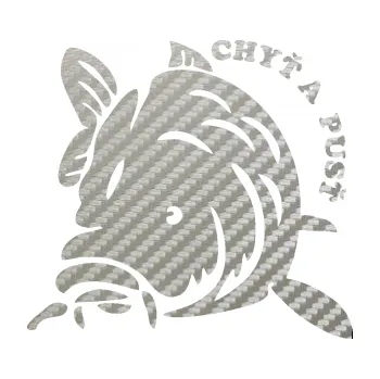 Samolepicí dekorace na vozidlo Kapr 004 chyť a pusť levá (52 - 3D karbon stříbrný) SAMOLEPKA NA AUTO, NÁLEPKA, FÓLIE, POLEP, TUNING, VLASTNÍ TEXT, TISK, AUTOSAMOLEPKY.cz, POLEPY, OBRÁZEK, LOGO, 3D STICKERS