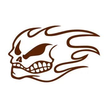 Samolepicí dekorace na vozidlo Head - lebka - levá (15 - hnědá) SAMOLEPKA NA AUTO, NÁLEPKA, FÓLIE, POLEP, TUNING, VLASTNÍ TEXT, TISK, AUTOSAMOLEPKY.cz, POLEPY, OBRÁZEK, LOGO, 3D STICKERS