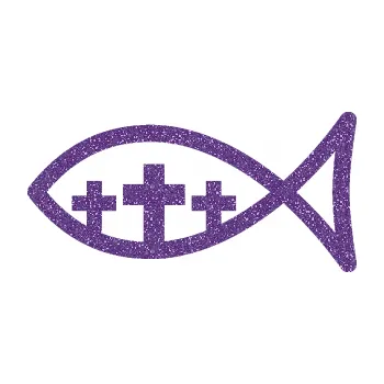 samolepka Jesus rybička 005 tři kříže křesťanský symbol (87 - Ultra Metalic fialová) SAMOLEPKA NA AUTO, NÁLEPKA, FÓLIE, POLEP, TUNING, VLASTNÍ TEXT, TISK, AUTOSAMOLEPKY.cz, POLEPY, OBRÁZEK, LOGO, 3D STICKERS