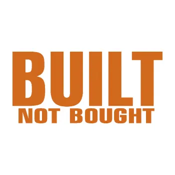 Samolepicí dekorace na vozidlo Built not bought (26 - oříšková) SAMOLEPKA NA AUTO, NÁLEPKA, FÓLIE, POLEP, TUNING, VLASTNÍ TEXT, TISK, AUTOSAMOLEPKY.cz, POLEPY, OBRÁZEK, LOGO, 3D STICKERS