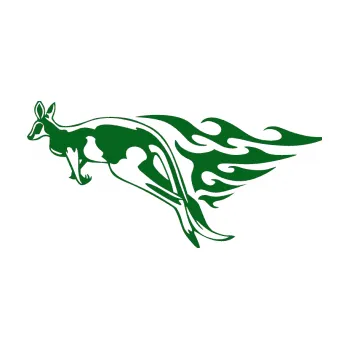 Samolepicí dekorace na vozidlo Animal flames 044 levá klokan (20 - tmavě zelená) SAMOLEPKA NA AUTO, NÁLEPKA, FÓLIE, POLEP, TUNING, VLASTNÍ TEXT, TISK, AUTOSAMOLEPKY.cz, POLEPY, OBRÁZEK, LOGO, 3D STICKERS