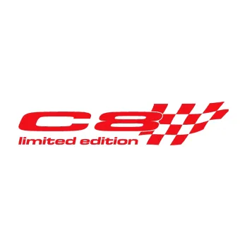 Polep vozidla SAMOLEPKA C8 limited edition pravá (10 - červená) NA AUTO, NÁLEPKA, FÓLIE, POLEP, TUNING, VLASTNÍ TEXT, TISK, AUTOSAMOLEPKY.cz, POLEPY, OBRÁZEK, LOGO, SAMOLEPKY