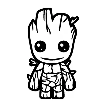 Samolepící dekorace SAMOLEPKA Groot 002 levá baby (01 - černá) NA AUTO, NÁLEPKA, FÓLIE, POLEP, TUNING, VLASTNÍ TEXT, TISK, AUTOSAMOLEPKY.cz, POLEPY, OBRÁZEK, LOGO, SAMOLEPKY