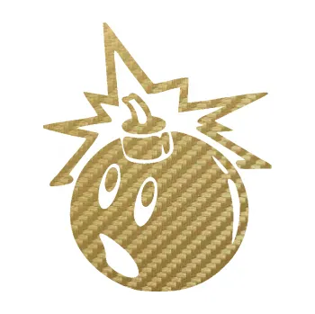 Autodoplněk Samolepka na auto Bomba 003 levá (59 - 3D karbon zlatý) NÁLEPKA, FÓLIE, POLEPY, TUNING, VLASTNÍ TEXT, TISK, AUTOSAMOLEPKY.cz, SAMOLEPKY, OBRÁZEK, LOGO, VÝROBA, PRODEJ