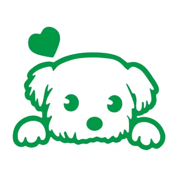 Polep vozidla Pes 057 levá se srdíčkem (12 - zelená) SAMOLEPKA NA AUTO, NÁLEPKA, FÓLIE, POLEP, TUNING, VLASTNÍ TEXT, TISK, AUTOSAMOLEPKY.cz, POLEPY, OBRÁZEK, LOGO, 3D STICKERS