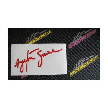 Samolepící dekorace Ayrton Senna podpis (21 - světle oranžová) SAMOLEPKA NA AUTO, NÁLEPKA, FÓLIE, POLEP, TUNING, VLASTNÍ TEXT, TISK, AUTOSAMOLEPKY.cz, POLEPY, OBRÁZEK, LOGO, 3D STICKERS