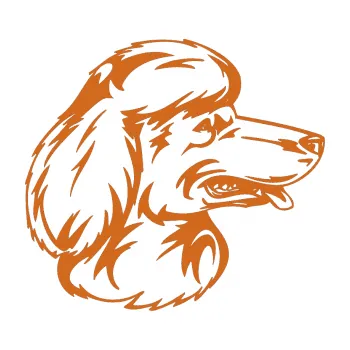 samolepka Pes 013 pravá Pudl (26 - oříšková) SAMOLEPKA NA AUTO, NÁLEPKA, FÓLIE, POLEP, TUNING, VLASTNÍ TEXT, TISK, AUTOSAMOLEPKY.cz, POLEPY, OBRÁZEK, LOGO, 3D STICKERS