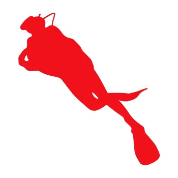 Polep vozidla SAMOLEPKA Potápěč 008 levá (10 - červená) NA AUTO, NÁLEPKA, FÓLIE, POLEP, TUNING, VLASTNÍ TEXT, TISK, AUTOSAMOLEPKY.cz, POLEPY, OBRÁZEK, LOGO, SAMOLEPKY