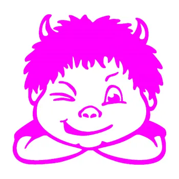 Autodoplněk Samolepka na auto Dítě v autě 055 pravá kluk čertík (72 - Fluorescentní růžová) NÁLEPKA, FÓLIE, POLEPY, TUNING, VLASTNÍ TEXT, TISK, AUTOSAMOLEPKY.cz, SAMOLEPKY, OBRÁZEK, LOGO, VÝROBA, PRODEJ