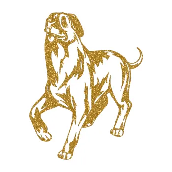 samolepka Pes 047 levá (92 - Ultra Metalic zlatá) SAMOLEPKA NA AUTO, NÁLEPKA, FÓLIE, POLEP, TUNING, VLASTNÍ TEXT, TISK, AUTOSAMOLEPKY.cz, POLEPY, OBRÁZEK, LOGO, 3D STICKERS