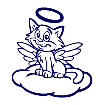 Samolepící dekorace SAMOLEPKA Kočka 020 levá andílek na obláčku (23 - tmavě modrá) NA AUTO, NÁLEPKA, FÓLIE, POLEP, TUNING, VLASTNÍ TEXT, TISK, AUTOSAMOLEPKY.cz, POLEPY, OBRÁZEK, LOGO, SAMOLEPKY