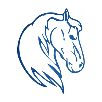 Samolepící dekorace SAMOLEPKA Kůň 026 pravá (65 - škrábaný kov modrý) NA AUTO, NÁLEPKA, FÓLIE, POLEP, TUNING, VLASTNÍ TEXT, TISK, AUTOSAMOLEPKY.cz, POLEPY, OBRÁZEK, LOGO, SAMOLEPKY