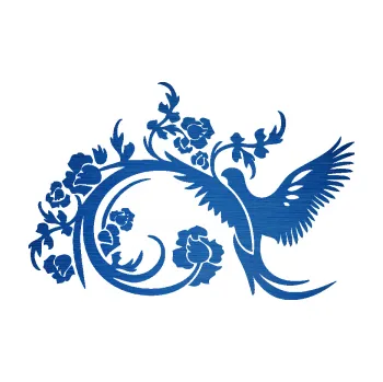 Samolepící dekorace SAMOLEPKA Květina 011 pravá ptáček s květy (65 - škrábaný kov modrý) NA AUTO, NÁLEPKA, FÓLIE, POLEP, TUNING, VLASTNÍ TEXT, TISK, AUTOSAMOLEPKY.cz, POLEPY, OBRÁZEK, LOGO, SAMOLEPKY