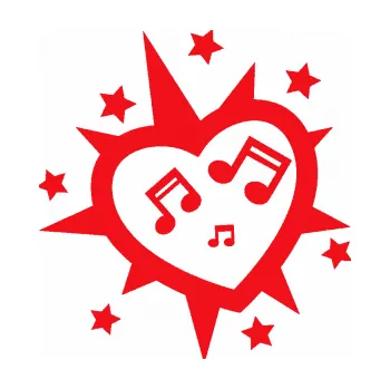 Samolepící dekorace SAMOLEPKA I love music 001 noty se srdcem (10 - červená) NA AUTO, NÁLEPKA, FÓLIE, POLEP, TUNING, VLASTNÍ TEXT, TISK, AUTOSAMOLEPKY.cz, POLEPY, OBRÁZEK, LOGO, SAMOLEPKY