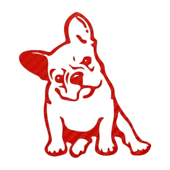 samolepka Pes 061 levá Francouzský buldoček (53 - 3D karbon červený) SAMOLEPKA NA AUTO, NÁLEPKA, FÓLIE, POLEP, TUNING, VLASTNÍ TEXT, TISK, AUTOSAMOLEPKY.cz, POLEPY, OBRÁZEK, LOGO, 3D STICKERS