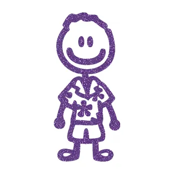 samolepka Cartoon family kluk Hawaii (87 - Ultra Metalic fialová) SAMOLEPKA NA AUTO, NÁLEPKA, FÓLIE, POLEP, TUNING, VLASTNÍ TEXT, TISK, AUTOSAMOLEPKY.cz, POLEPY, OBRÁZEK, LOGO, 3D STICKERS