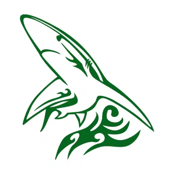 Samolepicí dekorace na vozidlo Animal flames 033 levá žralok (20 - tmavě zelená) SAMOLEPKA NA AUTO, NÁLEPKA, FÓLIE, POLEP, TUNING, VLASTNÍ TEXT, TISK, AUTOSAMOLEPKY.cz, POLEPY, OBRÁZEK, LOGO, 3D STICKERS