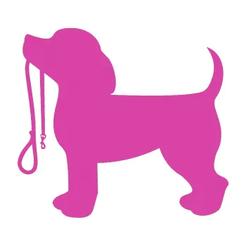 Polep vozidla SAMOLEPKA Pes 063 levá štěnátko s vodítkem (16 - růžová) NA AUTO, NÁLEPKA, FÓLIE, POLEP, TUNING, VLASTNÍ TEXT, TISK, AUTOSAMOLEPKY.cz, POLEPY, OBRÁZEK, LOGO, SAMOLEPKY