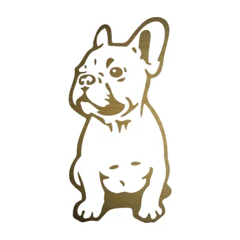 samolepka Pes 070 levá Francouzský buldoček (64 - škrábaný kov zlatý) SAMOLEPKA NA AUTO, NÁLEPKA, FÓLIE, POLEP, TUNING, VLASTNÍ TEXT, TISK, AUTOSAMOLEPKY.cz, POLEPY, OBRÁZEK, LOGO, 3D STICKERS