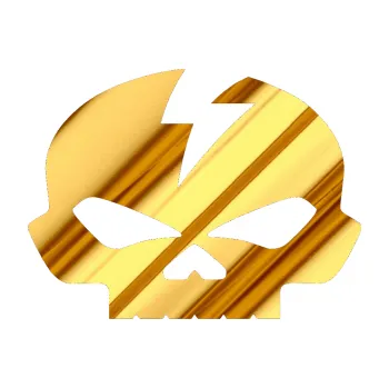 Samolepicí dekorace na vozidlo Lebka 001 levá (81 - chrom fólie zlatá zrcadlová) SAMOLEPKA NA AUTO, NÁLEPKA, FÓLIE, POLEP, TUNING, VLASTNÍ TEXT, TISK, AUTOSAMOLEPKY.cz, POLEPY, OBRÁZEK, LOGO, 3D STICKERS