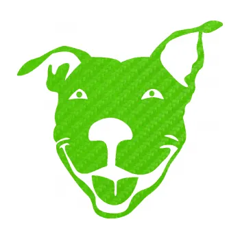Polep vozidla Pes 072 levá Pitbull (58 - 3D karbon zelený kawasaki) SAMOLEPKA NA AUTO, NÁLEPKA, FÓLIE, POLEP, TUNING, VLASTNÍ TEXT, TISK, AUTOSAMOLEPKY.cz, POLEPY, OBRÁZEK, LOGO, 3D STICKERS