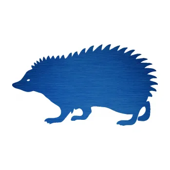 Samolepící dekorace SAMOLEPKA Ježek 001 levá (65 - škrábaný kov modrý) NA AUTO, NÁLEPKA, FÓLIE, POLEP, TUNING, VLASTNÍ TEXT, TISK, AUTOSAMOLEPKY.cz, POLEPY, OBRÁZEK, LOGO, SAMOLEPKY