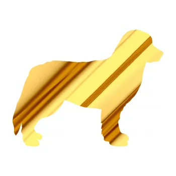 Polep vozidla SAMOLEPKA Pes 157 pravá bernský salašnický (81 - chrom fólie zlatá zrcadlová) NA AUTO, NÁLEPKA, FÓLIE, POLEP, TUNING, VLASTNÍ TEXT, TISK, AUTOSAMOLEPKY.cz, POLEPY, OBRÁZEK, LOGO, SAMOLEPKY