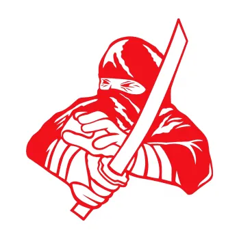 Polep vozidla SAMOLEPKA Ninja silueta levá (10 - červená) NA AUTO, NÁLEPKA, FÓLIE, POLEP, TUNING, VLASTNÍ TEXT, TISK, AUTOSAMOLEPKY.cz, POLEPY, OBRÁZEK, LOGO, SAMOLEPKY