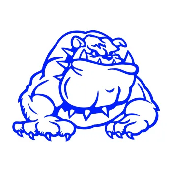 samolepka Buldog 001 pravá pes (19 - modrá dynamic) SAMOLEPKA NA AUTO, NÁLEPKA, FÓLIE, POLEP, TUNING, VLASTNÍ TEXT, TISK, AUTOSAMOLEPKY.cz, POLEPY, OBRÁZEK, LOGO, 3D STICKERS