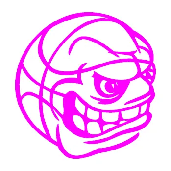 Samolepicí dekorace na vozidlo Basketbalový míč 002 pravá s obličejem (72 - Fluorescentní růžová) SAMOLEPKA NA AUTO, NÁLEPKA, FÓLIE, POLEP, TUNING, VLASTNÍ TEXT, TISK, AUTOSAMOLEPKY.cz, POLEPY, OBRÁZEK, LOGO, 3D STICKERS