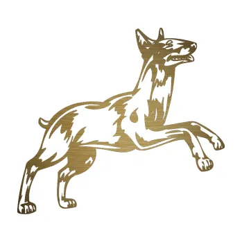 Polep vozidla SAMOLEPKA Pes 015 pravá Bulteriér (64 - škrábaný kov zlatý) NA AUTO, NÁLEPKA, FÓLIE, POLEP, TUNING, VLASTNÍ TEXT, TISK, AUTOSAMOLEPKY.cz, POLEPY, OBRÁZEK, LOGO, SAMOLEPKY