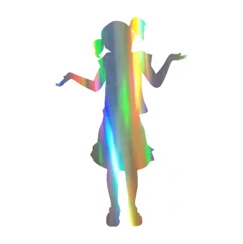 samolepka Děti silueta 001 levá holčička krčí rameny (93 - Holografická) SAMOLEPKA NA AUTO, NÁLEPKA, FÓLIE, POLEP, TUNING, VLASTNÍ TEXT, TISK, AUTOSAMOLEPKY.cz, POLEPY, OBRÁZEK, LOGO, 3D STICKERS