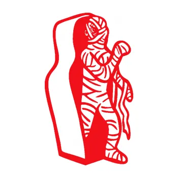 Polep vozidla SAMOLEPKA Mumie 002 pravá (10 - červená) NA AUTO, NÁLEPKA, FÓLIE, POLEP, TUNING, VLASTNÍ TEXT, TISK, AUTOSAMOLEPKY.cz, POLEPY, OBRÁZEK, LOGO, SAMOLEPKY