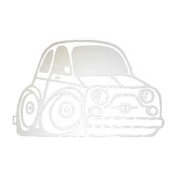 Polep vozidla SAMOLEPKA Fiat 500 karikatura pravá (82 - odrazková reflexní bílá) NA AUTO, NÁLEPKA, FÓLIE, POLEP, TUNING, VLASTNÍ TEXT, TISK, AUTOSAMOLEPKY.cz, POLEPY, OBRÁZEK, LOGO, SAMOLEPKY