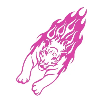 Samolepicí dekorace na vozidlo Animal flames 024 levá tygr (16 - růžová) SAMOLEPKA NA AUTO, NÁLEPKA, FÓLIE, POLEP, TUNING, VLASTNÍ TEXT, TISK, AUTOSAMOLEPKY.cz, POLEPY, OBRÁZEK, LOGO, 3D STICKERS