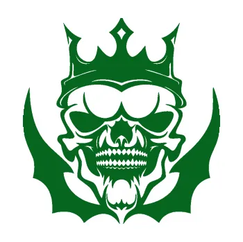 Samolepicí dekorace na vozidlo Lebka 024 s korunou (20 - tmavě zelená) SAMOLEPKA NA AUTO, NÁLEPKA, FÓLIE, POLEP, TUNING, VLASTNÍ TEXT, TISK, AUTOSAMOLEPKY.cz, POLEPY, OBRÁZEK, LOGO, 3D STICKERS