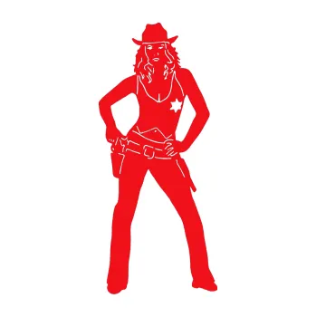 Samolepící dekorace SAMOLEPKA Kovbojka 001 pravá (10 - červená) NA AUTO, NÁLEPKA, FÓLIE, POLEP, TUNING, VLASTNÍ TEXT, TISK, AUTOSAMOLEPKY.cz, POLEPY, OBRÁZEK, LOGO, SAMOLEPKY