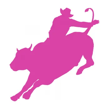 Samolepící dekorace SAMOLEPKA Rodeo 001 levá kovboj s býkem (16 - růžová) NA AUTO, NÁLEPKA, FÓLIE, POLEP, TUNING, VLASTNÍ TEXT, TISK, AUTOSAMOLEPKY.cz, POLEPY, OBRÁZEK, LOGO, SAMOLEPKY