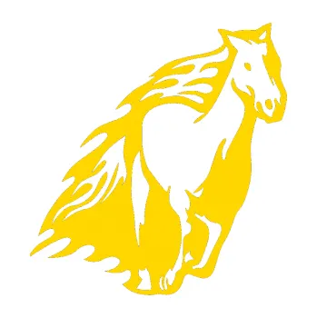 Samolepicí dekorace na vozidlo Animal flames 006 pravá kůň (13 - jasně žlutá) SAMOLEPKA NA AUTO, NÁLEPKA, FÓLIE, POLEP, TUNING, VLASTNÍ TEXT, TISK, AUTOSAMOLEPKY.cz, POLEPY, OBRÁZEK, LOGO, 3D STICKERS