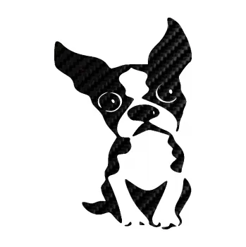 samolepka Pes 135 pravá bostonský teriér (50 - 3D karbon černý) SAMOLEPKA NA AUTO, NÁLEPKA, FÓLIE, POLEP, TUNING, VLASTNÍ TEXT, TISK, AUTOSAMOLEPKY.cz, POLEPY, OBRÁZEK, LOGO, 3D STICKERS