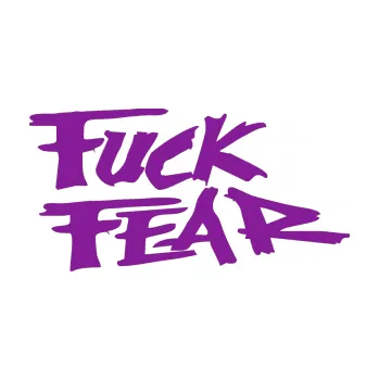 Polep vozidla SAMOLEPKA Fuck fear (14 - fialová) NA AUTO, NÁLEPKA, FÓLIE, POLEP, TUNING, VLASTNÍ TEXT, TISK, AUTOSAMOLEPKY.cz, POLEPY, OBRÁZEK, LOGO, SAMOLEPKY