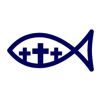 samolepka Jesus rybička 005 tři kříže křesťanský symbol (23 - tmavě modrá) SAMOLEPKA NA AUTO, NÁLEPKA, FÓLIE, POLEP, TUNING, VLASTNÍ TEXT, TISK, AUTOSAMOLEPKY.cz, POLEPY, OBRÁZEK, LOGO, 3D STICKERS