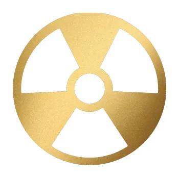 samolepka Radioactive 002 radiace (43 - zlatá metalíza) SAMOLEPKA NA AUTO, NÁLEPKA, FÓLIE, POLEP, TUNING, VLASTNÍ TEXT, TISK, AUTOSAMOLEPKY.cz, POLEPY, OBRÁZEK, LOGO, 3D STICKERS