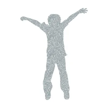 samolepka Děti silueta 008 pravá kluk skáče (91 - Ultra Metalic stříbrná metalíza) SAMOLEPKA NA AUTO, NÁLEPKA, FÓLIE, POLEP, TUNING, VLASTNÍ TEXT, TISK, AUTOSAMOLEPKY.cz, POLEPY, OBRÁZEK, LOGO, 3D STICKERS