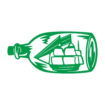 Samolepící dekorace Loď v láhvi 001 levá (12 - zelená) SAMOLEPKA NA AUTO, NÁLEPKA, FÓLIE, POLEP, TUNING, VLASTNÍ TEXT, TISK, AUTOSAMOLEPKY.cz, POLEPY, OBRÁZEK, LOGO, 3D STICKERS