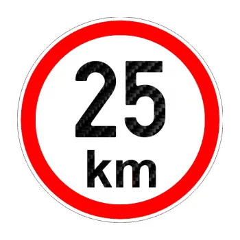 samolepka Maximální rychlost 25km - nejvyšší konstrukční rychlost (50 - 3D karbon černý) SAMOLEPKA NA AUTO, NÁLEPKA, FÓLIE, POLEP, TUNING, VLASTNÍ TEXT, TISK, AUTOSAMOLEPKY.cz, POLEPY, OBRÁZEK, LOGO, 3D STICKERS